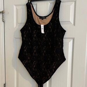 LOFT Black Lace Nude-Lined Bodysuit